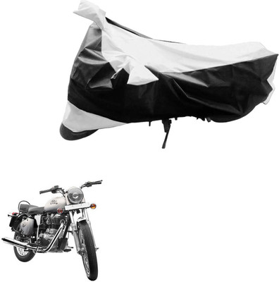 Mdstar Waterproof Two Wheeler Cover for Royal Enfield(Bullet 350, Black, Silver)
