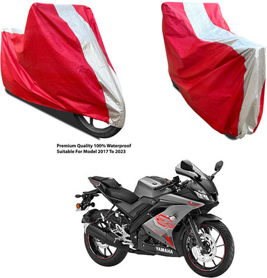 AutoGalaxy Waterproof Two Wheeler Cover for Yamaha(YZF R15 V3 BS6, Silver, Red)