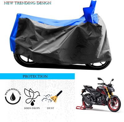 ANTHUB Waterproof Two Wheeler Cover for TVS(Apache RTR 200 4V, Grey, Blue)
