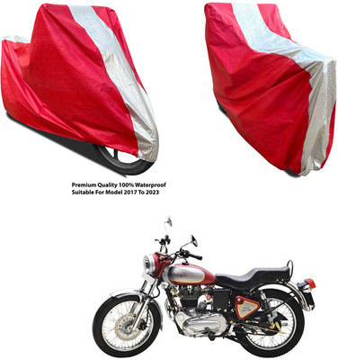 AutoGalaxy Waterproof Two Wheeler Cover for Royal Enfield(Electra 5S, Silver, Red)