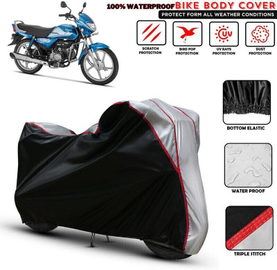 Shiv Kanha Waterproof Two Wheeler Cover for Hero(HF Deluxe BS6, Black, Silver)
