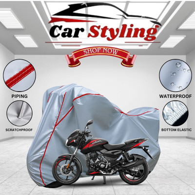 OliverX Waterproof Two Wheeler Cover for Bajaj(Pulsar 125 Neon BS6, Silver, Red)