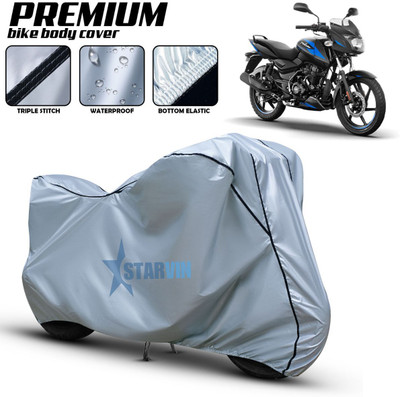 Starvin Waterproof Two Wheeler Cover for Bajaj(Pulsar, Silver, Black)