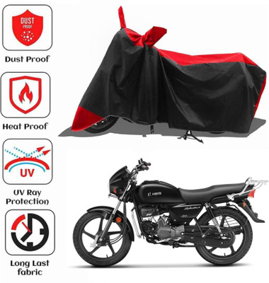 AIKOZIYA Waterproof Two Wheeler Cover for Hero(Splendor Plus, Black, Red)