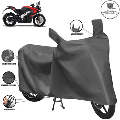 MADAFIYA Waterproof Two Wheeler Cover for Bajaj(Pulsar 200, Grey)