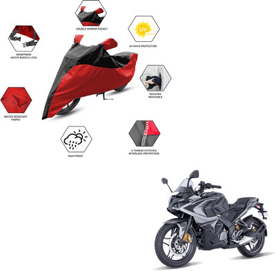 FurniGully Two Wheeler Cover for Bajaj(Pulsar SS400 BS6, Black, Red)