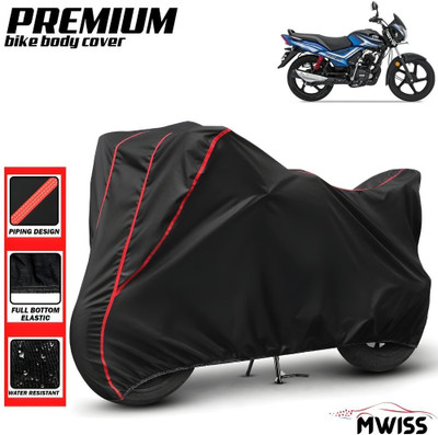 Mwiss Waterproof Two Wheeler Cover for TVS(Star City Plus, Black, Red)