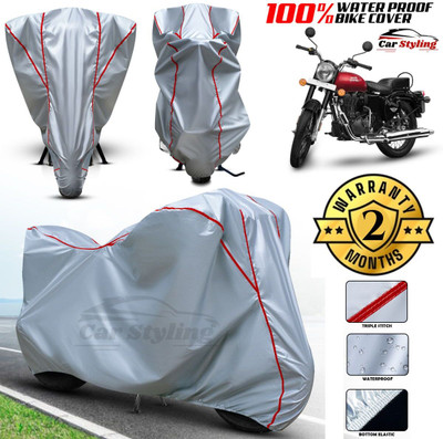 Car Styling Waterproof Two Wheeler Cover for Royal Enfield(Bullet 350, Black, Red)