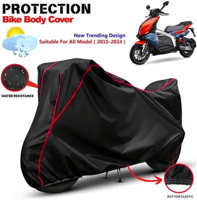 CABRY Waterproof Two Wheeler Cover for TVS(X1, Black, Red)
