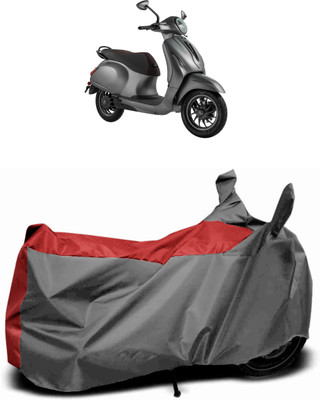 MMSSTAR Waterproof Two Wheeler Cover for Bajaj(Chetak, Red, Grey)