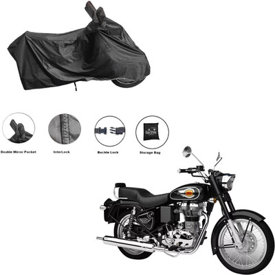 RiderShine Waterproof Two Wheeler Cover for Royal Enfield(Bullet 500, Black)