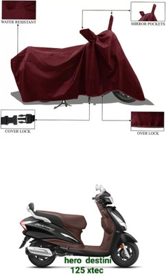 RAQTRO Waterproof Two Wheeler Cover for Hero(Destini 125, Maroon)