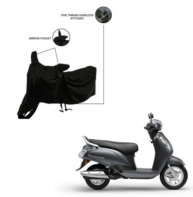 Furnish Flow Two Wheeler Cover for Suzuki(Access, Black)