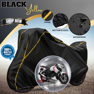 DeepShakshi AUTOMOTIVE Waterproof Two Wheeler Cover for TVS(Apache RTR 160, Yellow, Black)
