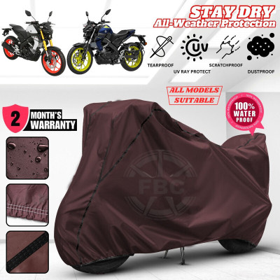 AutoGalaxy Waterproof Two Wheeler Cover for Yamaha(MT 15, Maroon, Black)