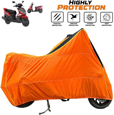 ZAQE Waterproof Two Wheeler Cover for Yamaha(Ray Z BS6, Black, Orange)