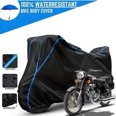 Starvin Waterproof Two Wheeler Cover for Royal Enfield(Bullet, Black, Blue)