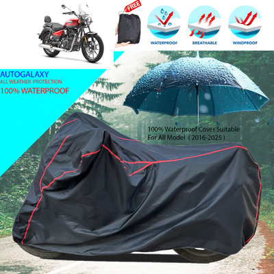 AutoGalaxy Waterproof Two Wheeler Cover for Royal Enfield(Meteor 350, Black)
