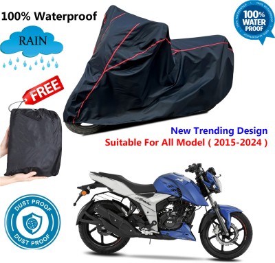 AutoGalaxy Waterproof Two Wheeler Cover for TVS(Apache RTR 160 4V, Black, Red)