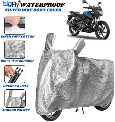 BigFly Waterproof Two Wheeler Cover for Bajaj(Pulsar 125, Silver)