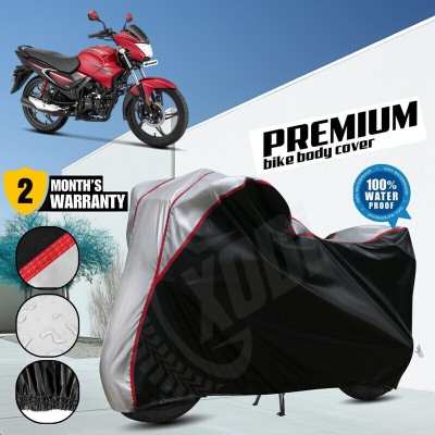 xodi Waterproof Two Wheeler Cover for Hero(Glamour BS6, Black, Silver)