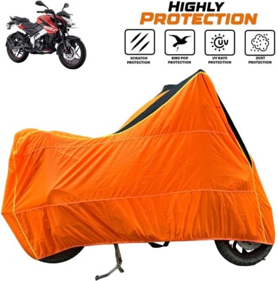 ZAQE Waterproof Two Wheeler Cover for Bajaj(Pulsar NS-160 BS6, Black, Orange)