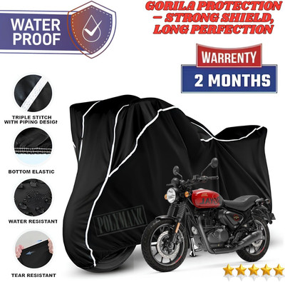 POLYMAXX Waterproof Two Wheeler Cover for Royal Enfield(Hunter 350, Black, White)