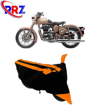 RRZ Waterproof Two Wheeler Cover for Royal Enfield(Classic Desert Storm, Black, Orange)