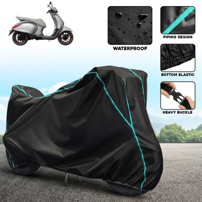AutoGalaxy Waterproof Two Wheeler Cover for Bajaj(Urbanite Chetak BS6, Black, Blue)