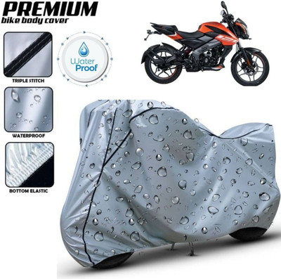 Delphinium Waterproof Two Wheeler Cover for Bajaj(Pulsar NS125, Silver, Black)