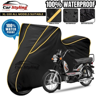 Car Styling Waterproof Two Wheeler Cover for TVS(XL 100, Black, Yellow)