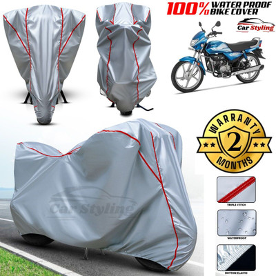 Car Styling Waterproof Two Wheeler Cover for Hero(HF Deluxe, Silver, Red)