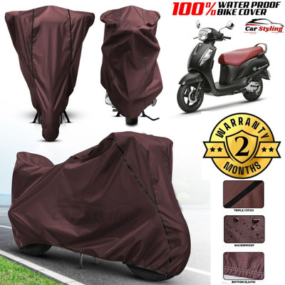 Car Styling Waterproof Two Wheeler Cover for Suzuki(Access 125, Black, Red)