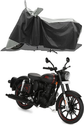 GROFATIK Two Wheeler Cover for Royal Enfield(Classic Stealth Black, Grey)