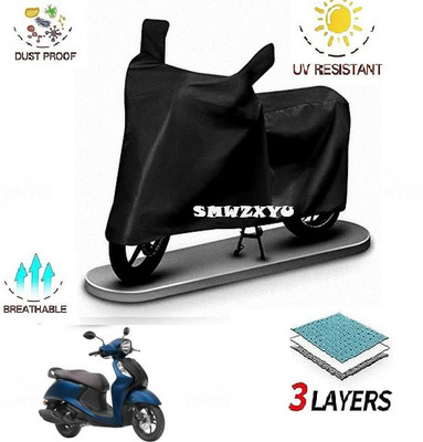 smwzxyu Waterproof Two Wheeler Cover for Yamaha(Fascino 125 FI, Black)