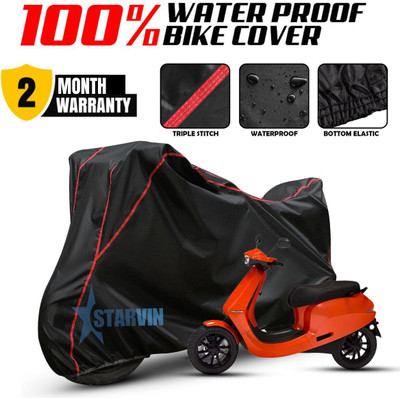 Starvin Waterproof Two Wheeler Cover for Ola(Black, Red)