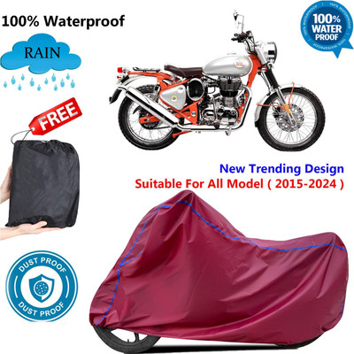 AUTOCAD Waterproof Two Wheeler Cover for Royal Enfield(Bullet Trials 500, Maroon)