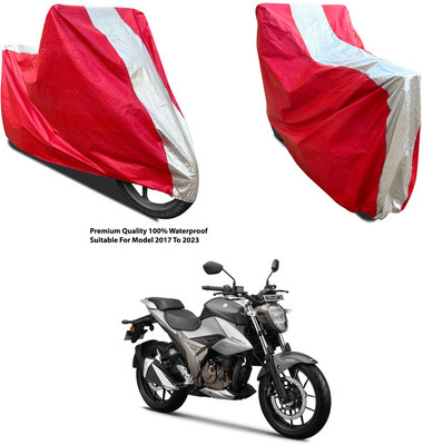 AutoGalaxy Waterproof Two Wheeler Cover for Suzuki(Gixxer 250, Silver, Red)