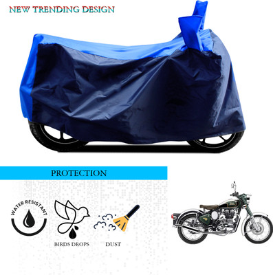 SnehaSales Waterproof Two Wheeler Cover for Royal Enfield(Classic Chrome, Black, Blue)