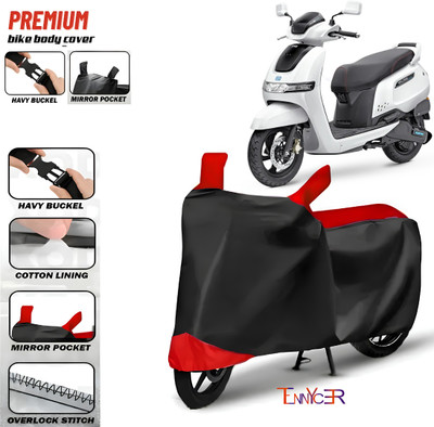 TENNYCER Waterproof Two Wheeler Cover for TVS(iQube Electric, Red, Black)