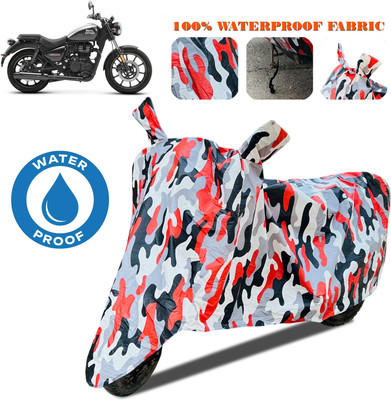 SnehaSales Waterproof Two Wheeler Cover for Royal Enfield(Meteor BS6, Red, White)