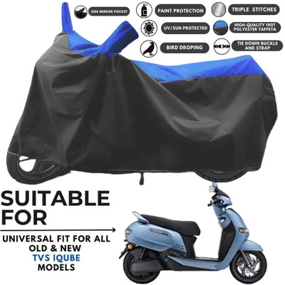 MADAFIYA Two Wheeler Cover for TVS(iQube, Black, Blue)