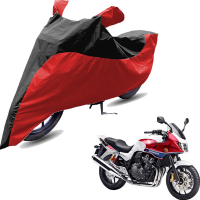 RiderShine Two Wheeler Cover for Honda(CB 400, Red, Black)