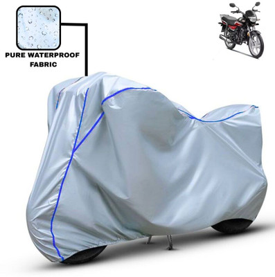 Delphinium Waterproof Two Wheeler Cover for Honda(CD 110 Dream, Silver, Blue)