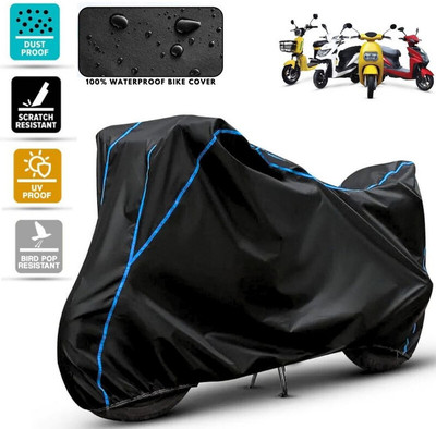 Amikan Waterproof Two Wheeler Cover for Techo Electra(Electra 4S, Black, Blue)