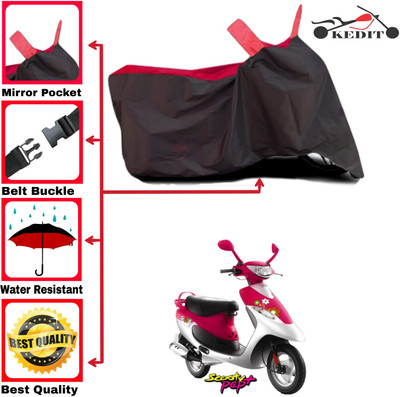 KEDIT Two Wheeler Cover for TVS(Pep Plus, Red, Black)