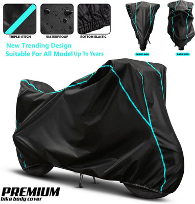 SMDP Waterproof Two Wheeler Cover for Bajaj(Pulsar 150 DTS-i, Black, Blue)