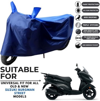 ZAQE Two Wheeler Cover for Suzuki(Burgman Street 125, Blue, Blue)