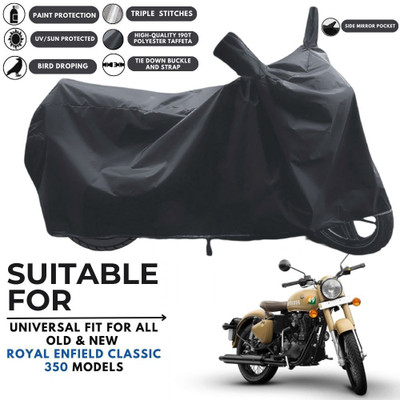 MADAFIYA Two Wheeler Cover for Royal Enfield(Classic 350 Signals, Black)