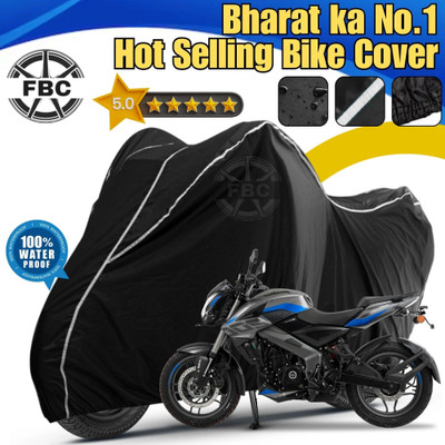 FBC Waterproof Two Wheeler Cover for Bajaj(Pulsar 200 NS DTS-i, Black, White)